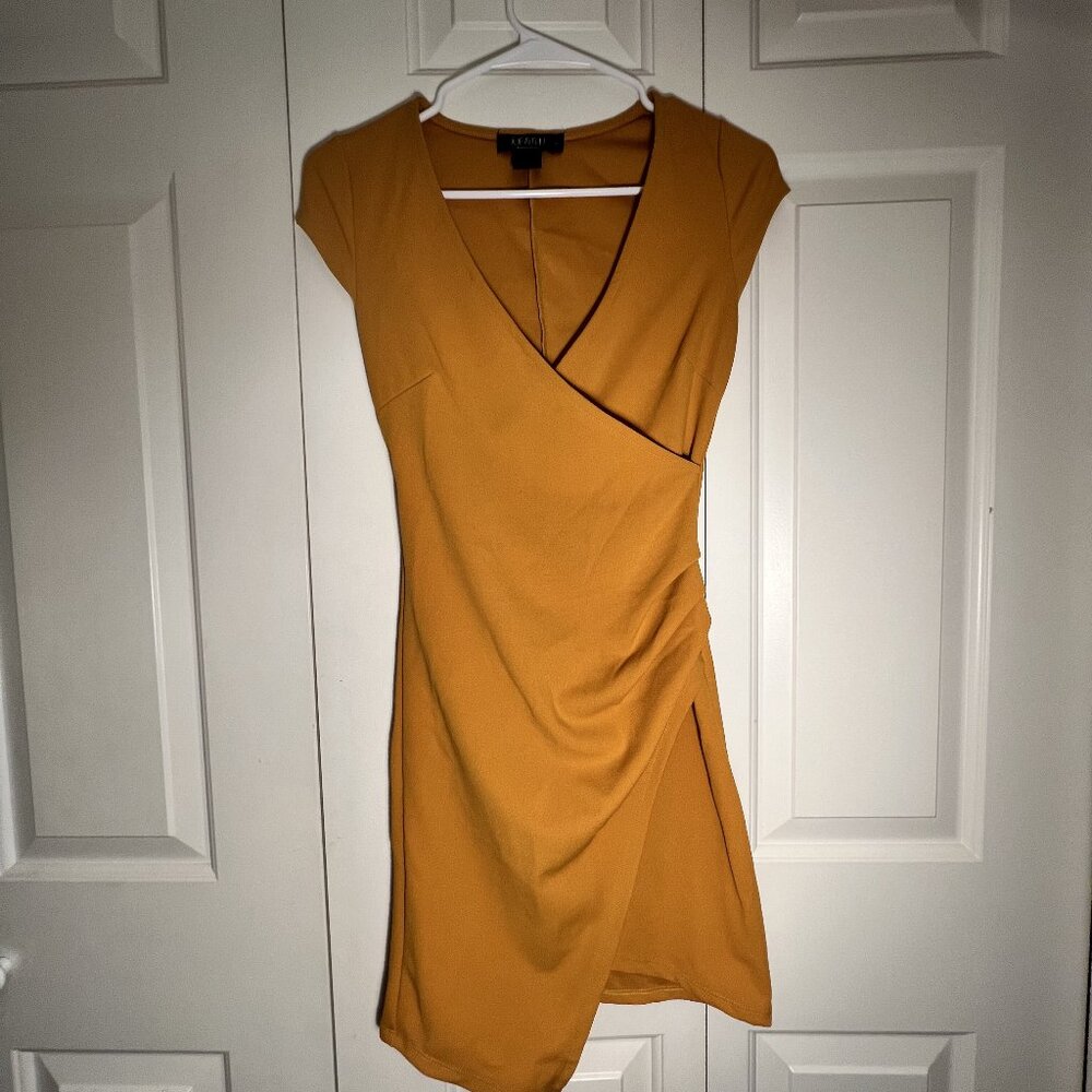 Joe & Elle Low Cut Yellow Asymmetrical Dress